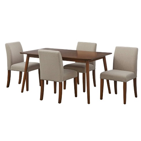 5pc Estelle Rectangular Dining Set Walnut/summer Tan - Buylateral ...