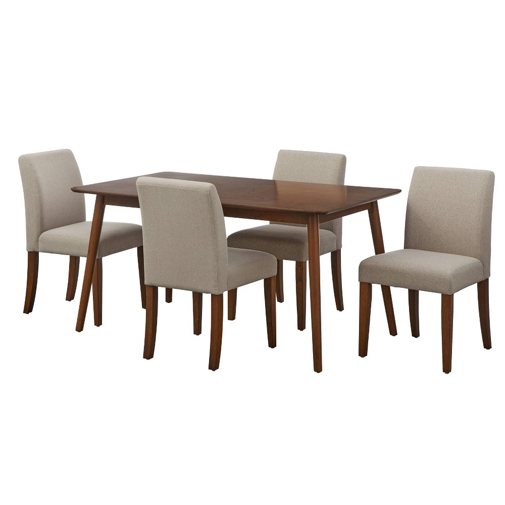 Photos - Dining Table 5pc Estelle Rectangular Dining Set Walnut/Summer Tan - Buylateral