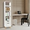 YIYIBYUS Bookshelf with Drawers, Floor Standing Book Storage Rack for Living Room, White - 3 of 4