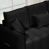 JOYRACER 80.7" 3 seat Teddy fabric sofa with 3 back pillows & 3 Back Cushions, Solid wood frame sofa for living room, bedroom, apartment - 3 of 4