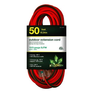 GoGreen Power (GG-14050) 12/3 SJTW Outdoor Extension Cord, Lighted End, 50 ft - 1 of 4