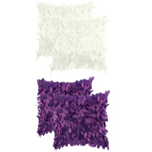 Unique Bargains Solid Color 3D Sequins Leaf Indoor Outdoor Throw Pillow Covers 4 Pcs - 1 of 4