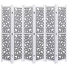 vidaXL Stylish Solid Wood Room Divider - 6-Panel Freestanding Partition, 82.7"x65" - Gray and White Hollow Design - 2 of 4