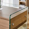 GlasFlength Coffee Tables Modern Bedside Table Drawer Storage Clear Glass Design For Bedroom Living Room Decor, Brown, 17.7"*15.5"*19" - 3 of 4