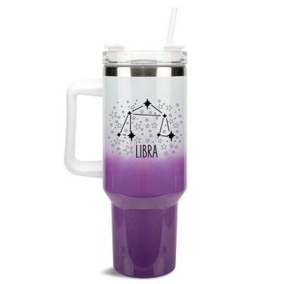 100 North Libra Zodiac Astrology Star Sign Wrap-Around 40 Oz. Stainless Steel Water Bottle Coffee Mug, Spill & Leak Resistant, Travel Tumbler with