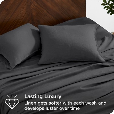 Full Dark Grey Organic Linen Sheet Set