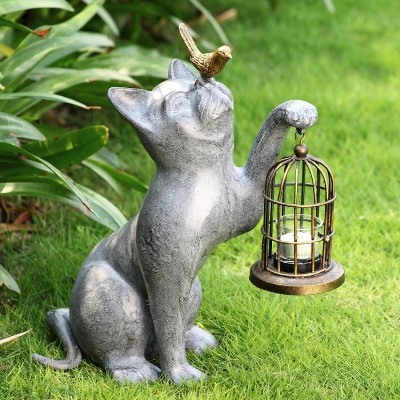 SPI Home Decorative Night of Discovery Garden Lantern Cat and Bird