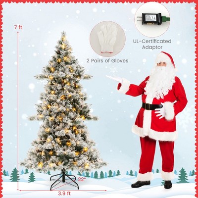 7-Foot Snow Flocked Christmas Tree with Warm LED Lights