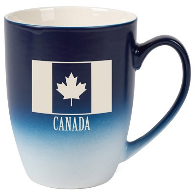 Elanze Designs Canada Canadian Flag 12 Ounce Ceramic Laser-Etched Engraved Drinkware Mug, Blue and White Ombre
