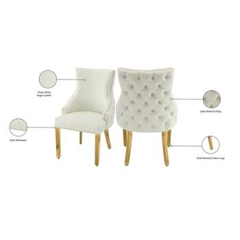 Meridian Furniture Tuft White Vegan Leather Dining Chair (Set of 2)