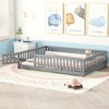 CAVINAS Twin/Full/Queen Size Bed Floor Bed with Safety Guardrails and Door,Montessori Floor Bed Frame for Kids,Toddlers,Wood Slats Support - 2 of 4
