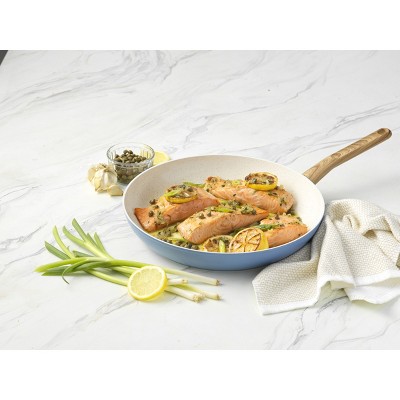 Healthy Ceramic Nonstick 12" Fry Pan with Light Blue Exterior