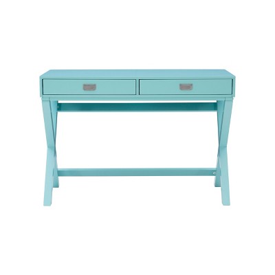 Peggy Blue Wood Writing Desk with Drawers