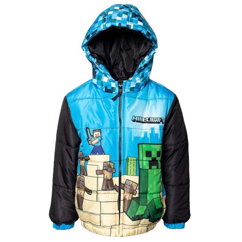 Minecraft Zip Up Winter Coat Puffer Jacket Little Kid to Big Kid, 1 of 8