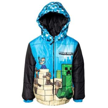 Minecraft Zip Up Winter Coat Puffer Jacket Little Kid to Big Kid
