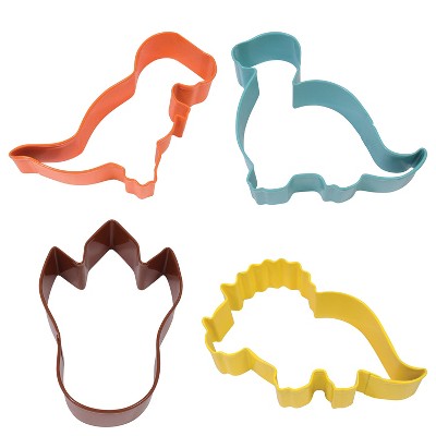 Colorful Baby Dinosaur Metal Cookie Cutter Set, 4 Pieces