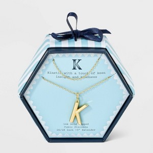 14K Gold Dipped Cubic Zirconia Duo Initial Multi-Strand Necklace - A New Day™ Gold - 1 of 4