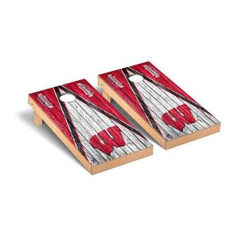 NCAA Wisconsin Badgers Premium Cornhole Board Triangle Weathered Version