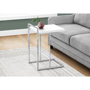 Vynxaria Contemporary C-Shaped Accent Table - Glossy White Laminate & Chrome Metal, 16" L x 18.25" W x 26.5" H - 1 of 4