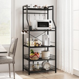 Kitchen Bakers Rack Microwave Oven Stand with 2 Large - 1 of 4