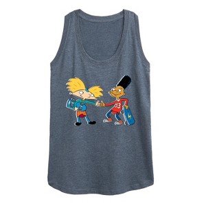 Women's - Hey Arnold! - Arnold and Gerald Skateboard Graphic Racerback Tank - 1 of 4