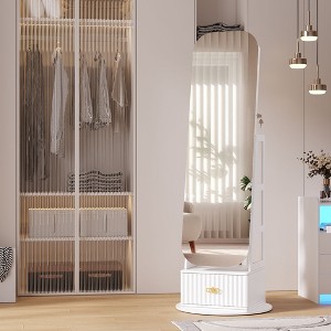 Vlsrka Arched LED Freestanding Jewelry Armoire,White - 1 of 4
