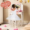Tangkula Kid Vanity Set Wooden Makeup Table Stool Tri-Folding Mirror Snowflake Print - 4 of 4