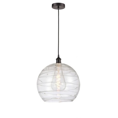 Athens Deco Swirl - 1 Light Pendant In Industrial Style-15.88 Inches Tall and 13 Inches Wide