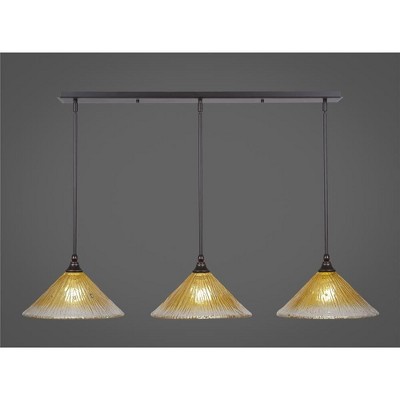 Toltec Lighting Any 3 - Light Chandelier in  Dark Granite with 12" Gold Champagne Crystal Shade
