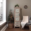 LuxenHome Farmhouse 48" Tower Wood 2-Drawer 1-Door Storage Cabinet Brown - 2 of 4