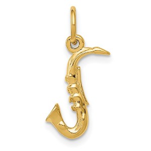 Black Bow Jewelry 14k Yellow Gold Small 3D Saxophone Charm or Pendant, 12mm (7/16 inch) - 1 of 4