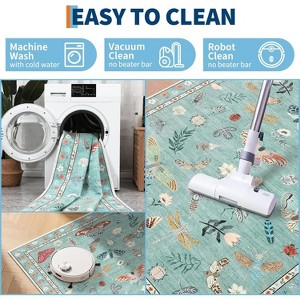 Coucheta Floral Butterfly Area Rug - Washable Non-Slip Carpet for Living Room, Bedroom & Nursery, Stain Resistant Low Pile Rug - 1 of 4