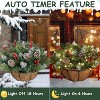 Angel Sar Outdoor Christmas Hanging Basket, Artificial Greenery with LED Lights for Porch Patio Decor, Battery Powered Timer,1Pc - 4 of 4