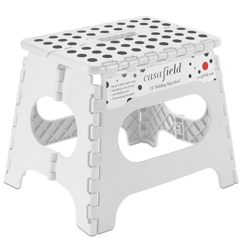 Casafield 11 Folding Step Stool With Handle White Collapsible Foot Stool For Kids And Adults Use In Kitchen And Bathroom Target