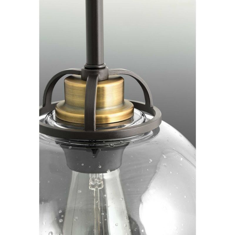 Progress Lighting Chronicle 1-Light Pendant, Antique Bronze, Seeded Glass Globe, Canopy Included, Dry Rated, 4 of 5