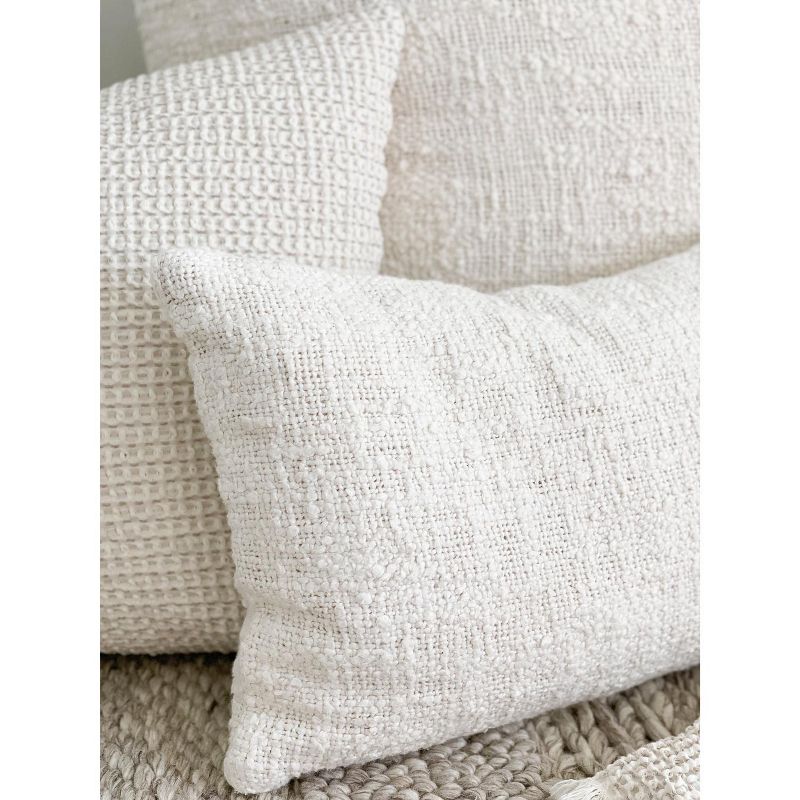 Cozy Cotton White Boucle Lumbar Pillow 14x20, 4 of 9