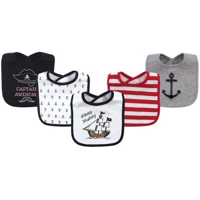 Hudson Baby Infant Boy Cotton Bibs 5pk, Pirate Ship, One Size