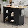 Celebalcony Rolling Kitchen Island Cart With Butcher Block Top – Portable Workstation With Storage Shelves & Locking Wheels - 3 of 3