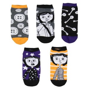 Coraline Socks Women's Mysterious Character Inspired Designs 5-Pack Ankle Socks - 1 of 4