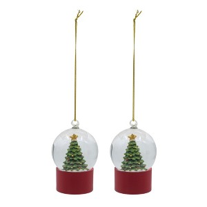 Whisen 1.8x1.8x2.8"H Resin/Glass Water Globe W/Tree Red Base, 2 Pack, Christmas Decoration - Multicolor - 1 of 4