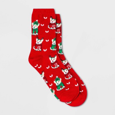 Women's Corgi Holiday Crew Socks - Wondershop™ Red 4-10