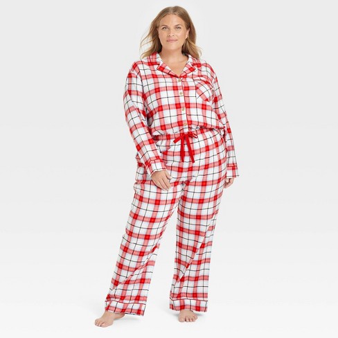 Women s Plaid Flannel Holiday Matching Family Pajama Set Wondershop White 2x Target