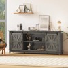 Modern TV Stand for TVs Up to 75'', Wooden Entertainment Center with Sliding Barn Doors, Media TV Console Table with Adjustable Shelf for Living Room - 2 of 4