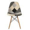 Fabulaxe Modern Black and White Patchwork Fabric Chair with Wooden Legs for Kitchen, Dining Room, Entryway, Living Room - 2 of 4