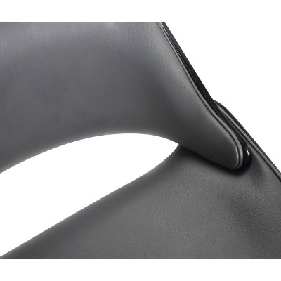 Sleek Modern 41.5" Swivel Barstool in Gray Faux Leather and Black Wood