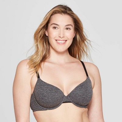 Women's Everyday Cotton Demi Lightly Lined T-shirt Bra - Auden™ Dark  Charcoal Heather 32ddd : Target