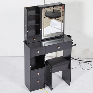 Gulches Compact Chic Black Vanity  Tables Set with Power Station & Touch-Control Mirror luxury version - 1 of 4