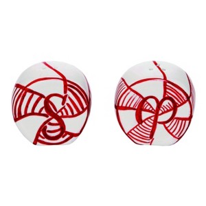Transpac Christmas Peppermint Candy Dolomite Salt and Pepper Shakers Collectables Red and White 7.5 in. Set of 2 - 1 of 4