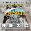Hachikiko 3Pcs Highland Cow Comforter Set   Sunflower & Cattle Print Bedding, Soft Polyester Quilt with 2 Pillowcases - 3 of 4