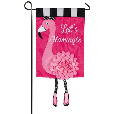 Evergreen Flag Let's Flamingle Garden Applique Flag